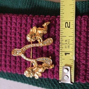 Kirk's Folly Cupid angels With Wishbone Gold Tone AB Rhinestone Brooch Pin